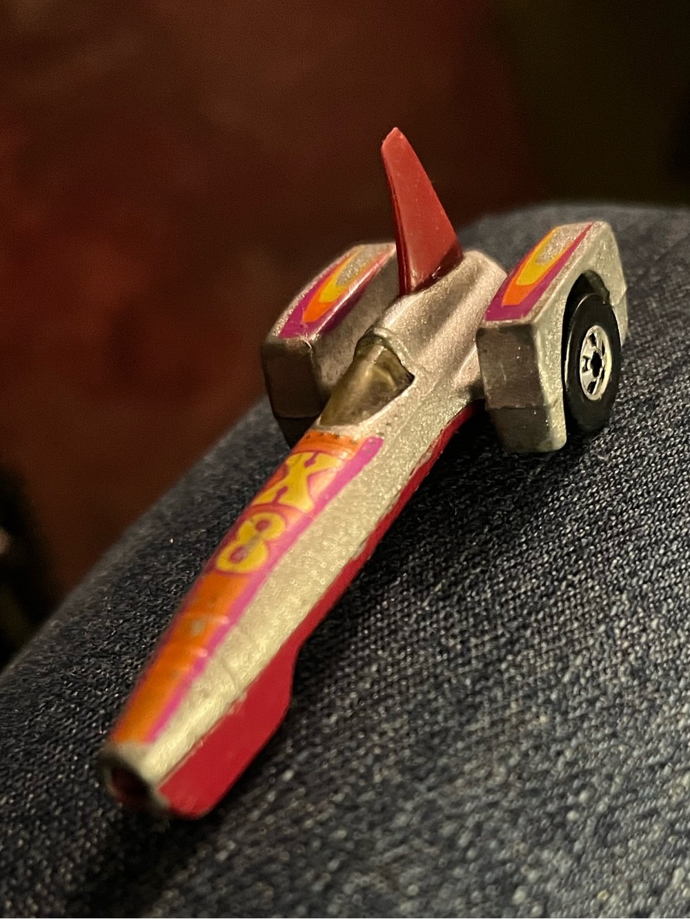 a vintage 1979 Mattel Hot Wheels Tricar X8 die-cast toy car